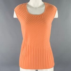 ST. JOHN Size S Orange Ribbed Sleeveless Casual Top